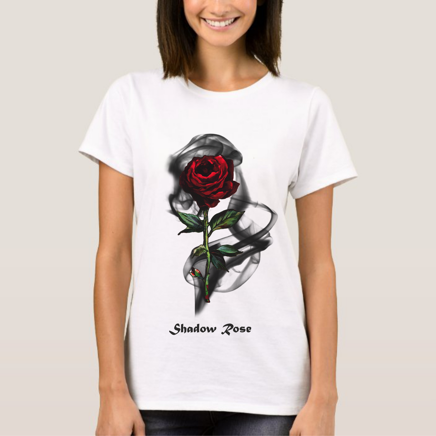 Tricou Femei Alb - Shadow Rose