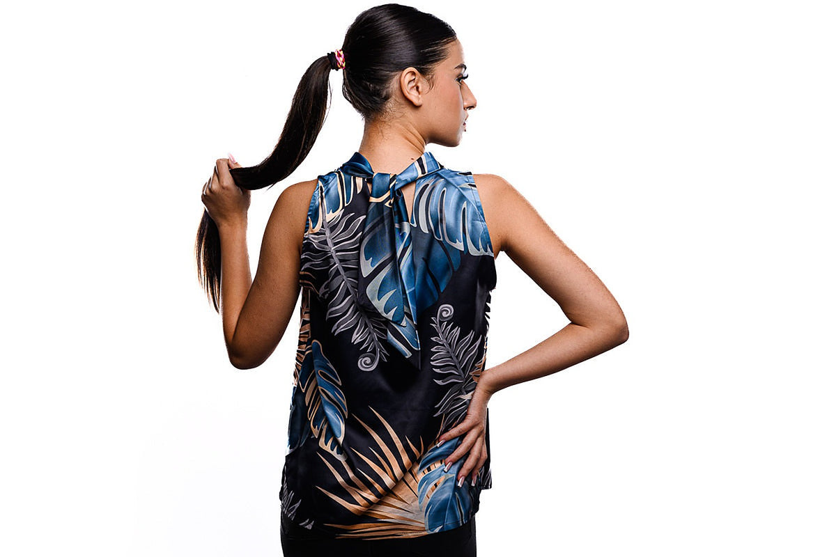 Navy double collar top - 4