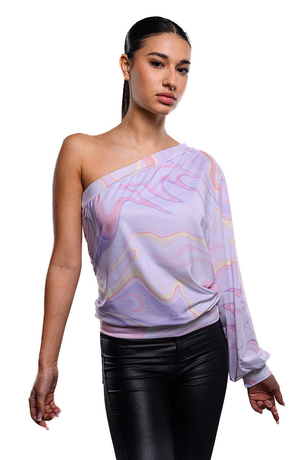 One Sleeve Blouse - Pastel - 2