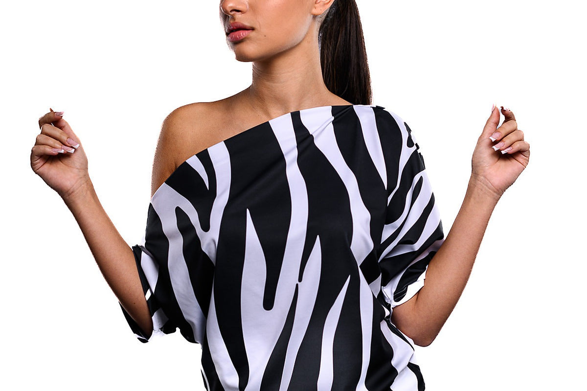 Asymmetric T-shirt Zebra - 2