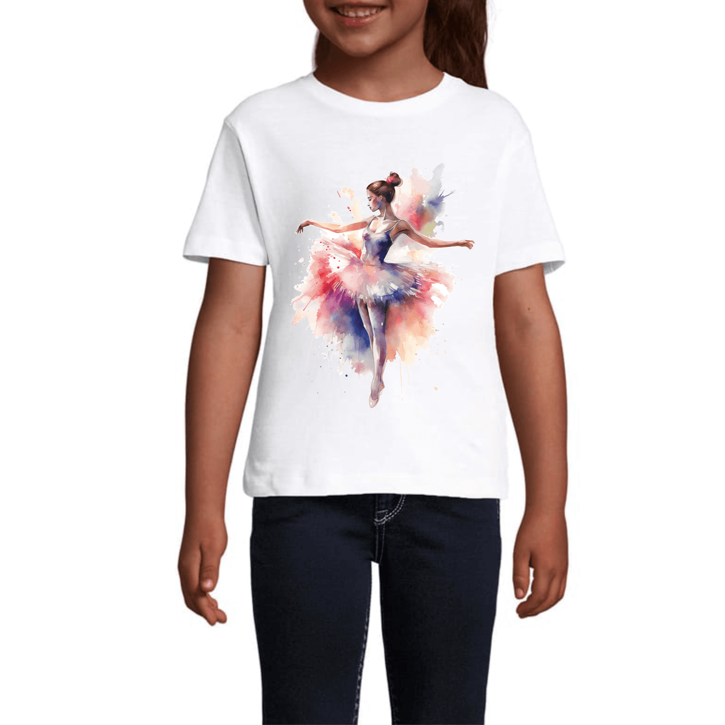 Tricou Copii Alb - Ballerina Watercolors