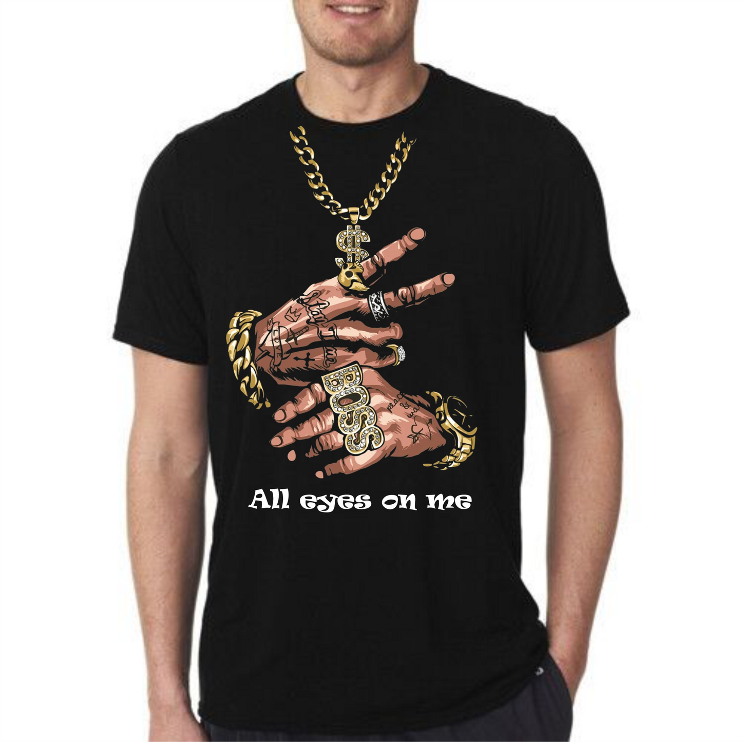 Tricou Bărbați Negru - All Eyes On Me