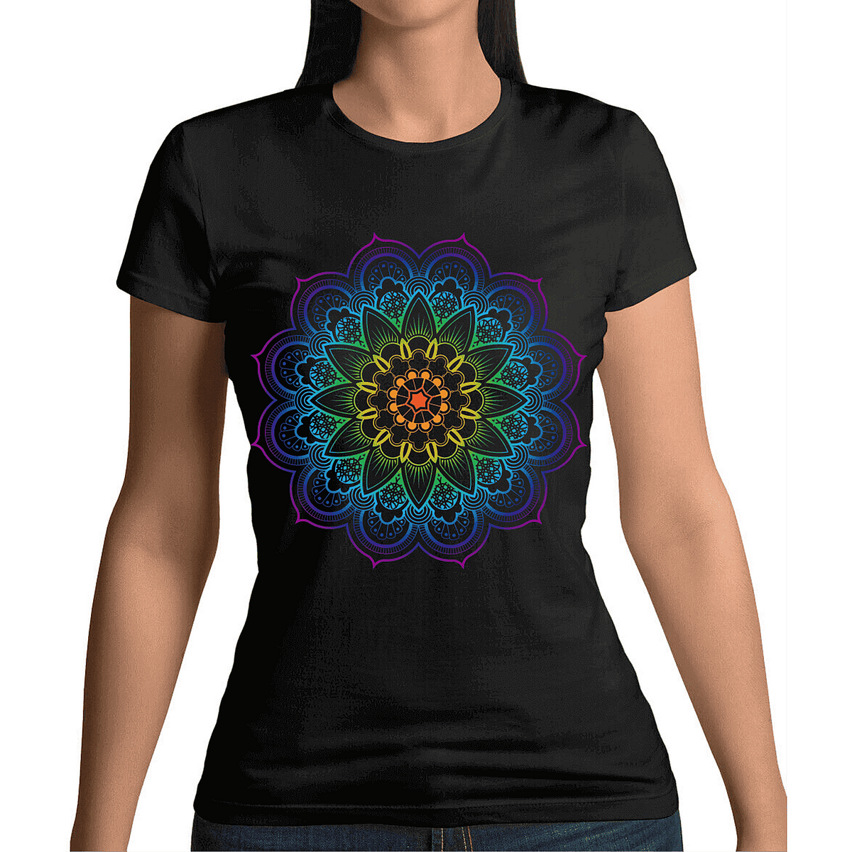Tricou Femei Negru - Mandala
