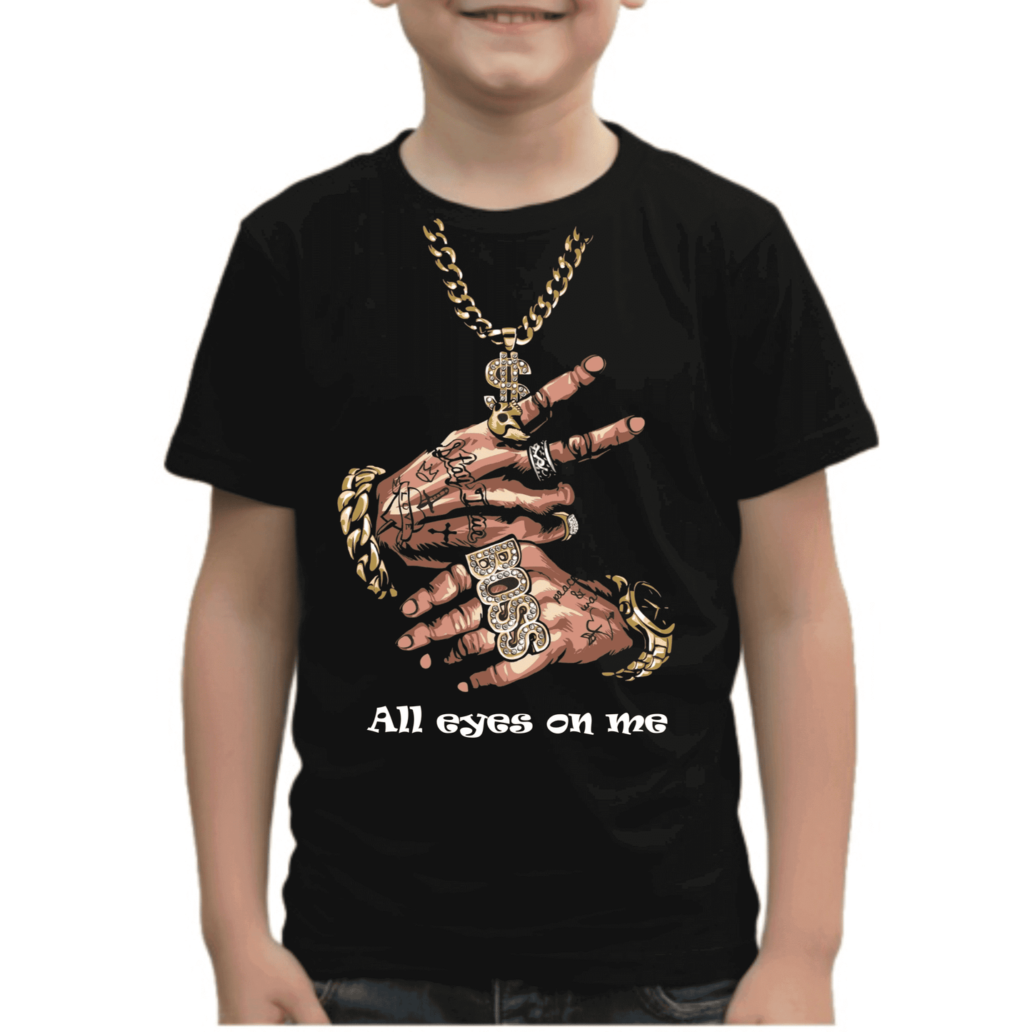 Tricou Copii Negru - All Eyes On Me