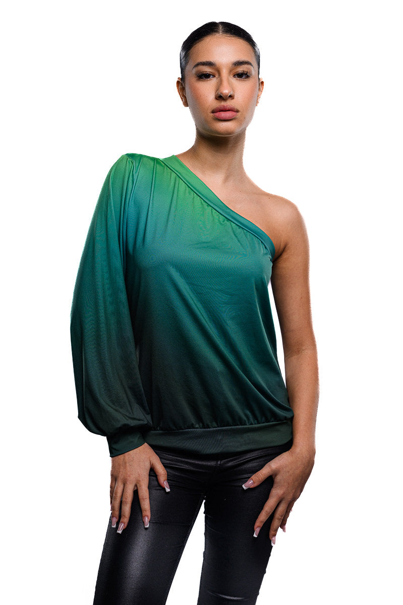 One Sleeve Blouse  - Green