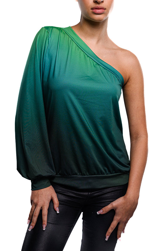 One Sleeve Blouse  - Green